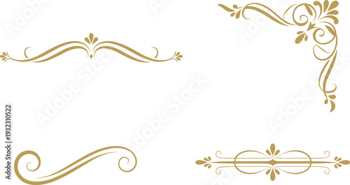Elegant ornamental flourish borders in vintage baroque style featuring decorative swirls and filigree elements for luxury invitations, classic frames, and sophisticated design embellishments