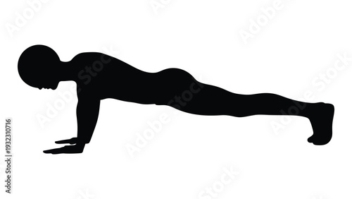 A person performing a push-up exercise isolated on white background, Vector