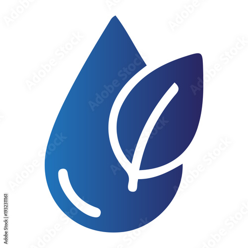 Vibrant blue drop with a fresh green leaf, symbolizing nature's purity and hydration, foundational elements for promoting holistic wellness vital to dental and cellular health