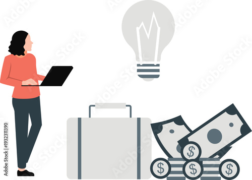 The girl is looking idea bulb