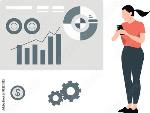 A girl is setting up a payment graph on her mobile..