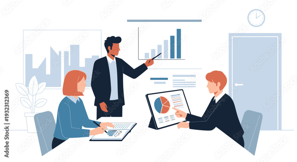Fototapeta premium Business Professionals Discussing Data and Charts.