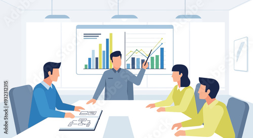 Business Meeting with Graphs and Charts.