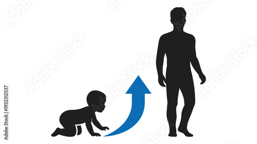 A baby grows up to become an adult isolated on white background, Vector