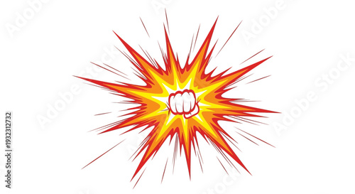 Fist Punch Impact Explosion Comic Style