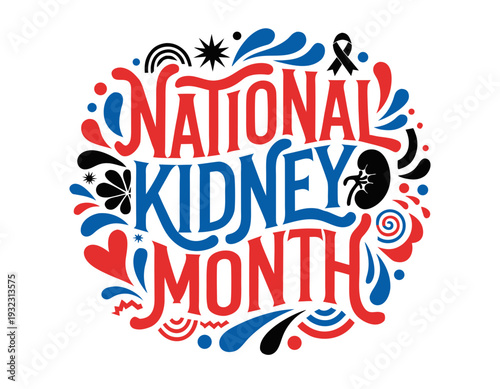 NATIONAL KIDNEY MONTH vector illustration isolated on white background