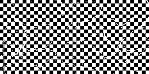 Chessboard or checker board seamless pattern in black and white. Checkered board for chess or checkers game. Strategy game concept. Checkerboard background. JPEG version.