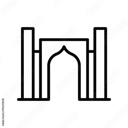 India Gate vector icon outline, famous monument symbol for travel and tourism design