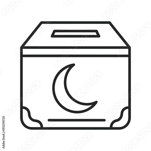 Ramadan donation box vector icon, Islamic charity outline symbol for zakat and sadaqah
