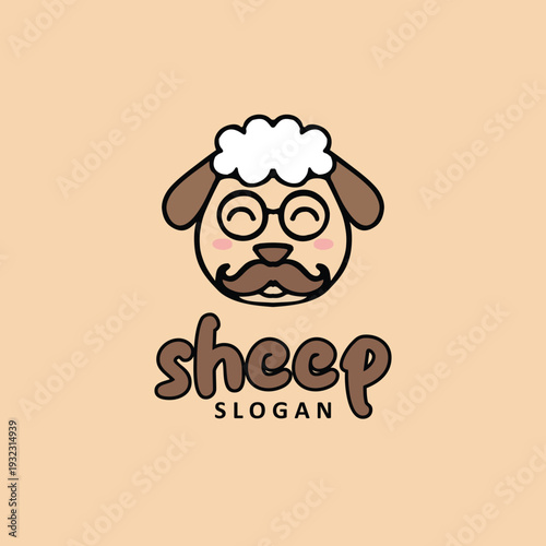 Cute sheep logo vector icon illustration 