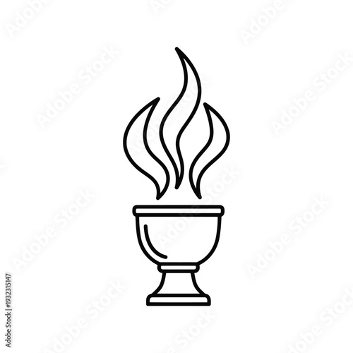 Eternal flame vector icon in black line style for memorial, religion, and ceremony design