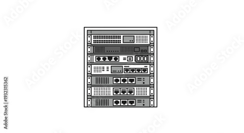 Server Rack with Network Equipment