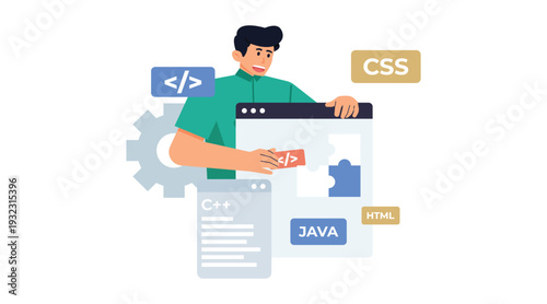 IT Specialist Working with Typography, System Configuration Panels, and Digital Assets for Website and Application Development Process