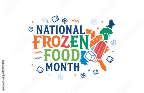 NATIONAL FROZEN FOOD MONTH vector illustration isolated on white background