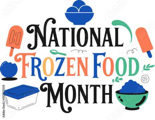 Frozen Food Awareness Month Vector, Freezer and Frozen Meals Concept Illustration