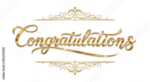 Elegant gold congratulations message with ornate design elements