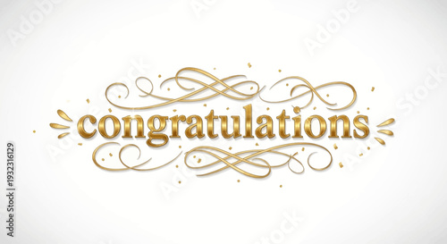 Elegant gold congratulations message with swirling design elements