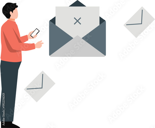 The boy is analysis email document.