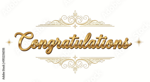 Elegant gold congratulations message with ornate design elements