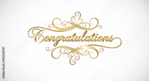 Elegant gold congratulations message with swirling designs