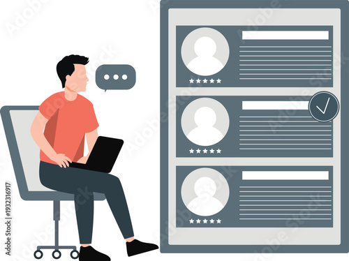 The boy is analysis human resources recruitment candidates.