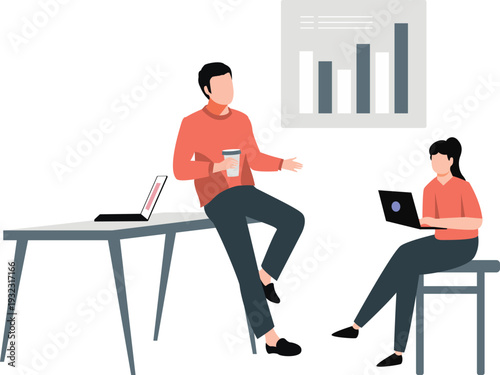 The business people discussion business graph