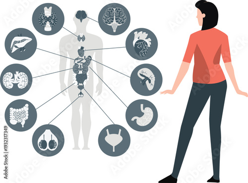 The girl is showing human respiratory system.