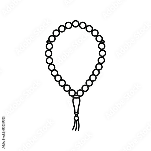 Prayer beads vector icon isolated on white, Islamic rosary outline symbol for Ramadan