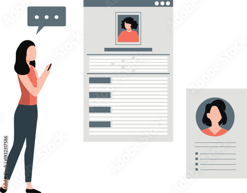 Girl checking document on her mobile.