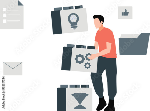 The boy is holding setting.