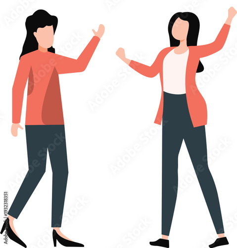 The girls talking together.