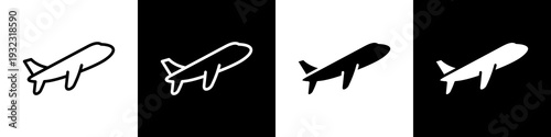  Airplane black and white icon design concept