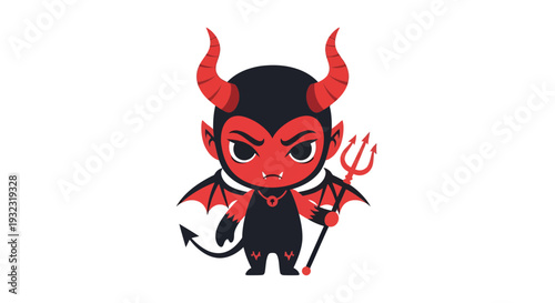 Devil Vector Illustration, Cartoon Style Graphic for Halloween, Evil Character Design