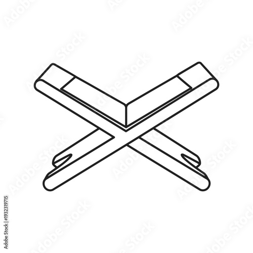 Islamic wooden rehal vector icon for Quran stand, black line art, minimalist religious design