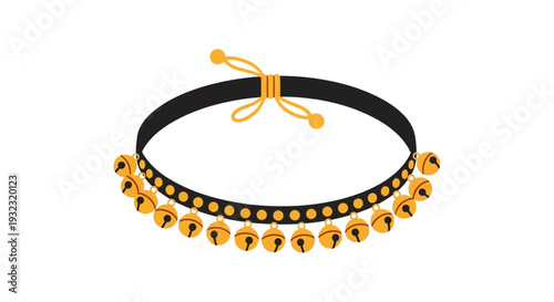 A vibrant orange and black anklet with small bells beautifully isolated on transparent background silhouette high quality professional detailed