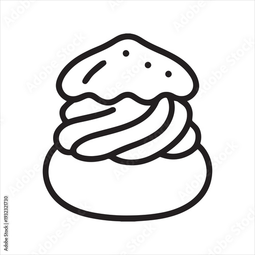Minimal vector icon of a cream puff