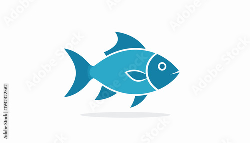 A simple blue fish icon with a clean, modern design.