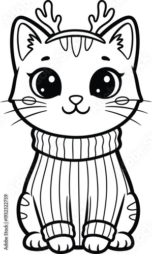 A cute cartoon cat with big eyes and a sweet expression