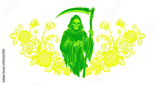 Grim Reaper with Roses - Symbol of Death and Mortality