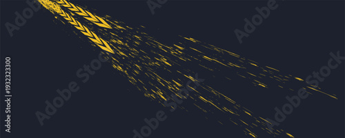 Tire trace track. Abstract wheels braking distances, tread silhouettes brushes. Isolated car or motorcycles vector trails.Print