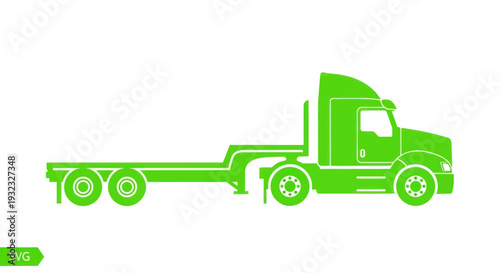 Green Semi Truck Flatbed Trailer Icon Vector Illustration