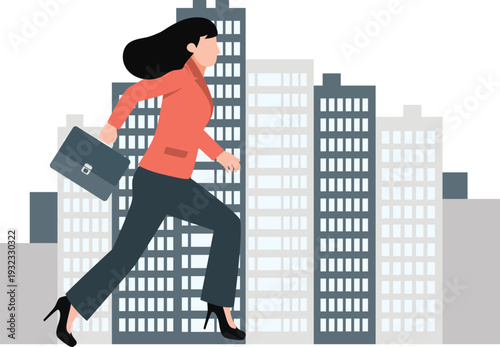 The girl is running near the economic bleeding.