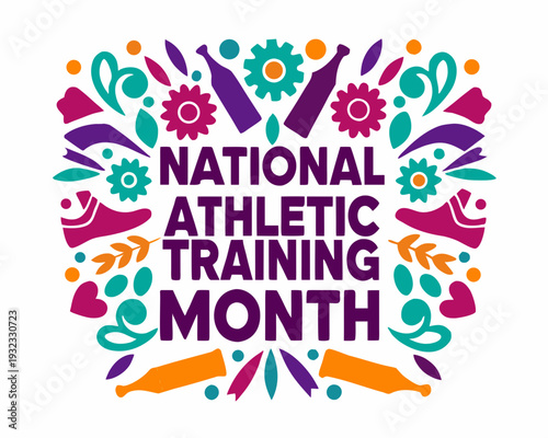 National Athletic Training Month Vector, Injury Prevention and Rehab Design