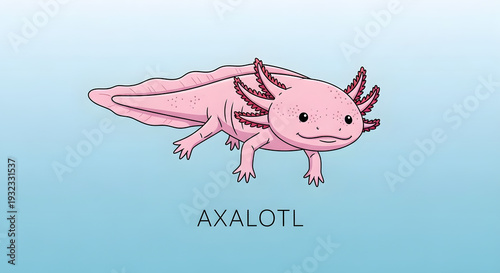 Axolotl in Illustration: A captivating depiction of an axolotl, a unique amphibian, is presented.