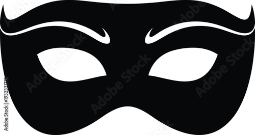 Masquerade mask silhouette icon, black carnival party face mask isolated on white background vector illustration design