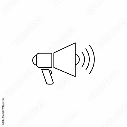 Minimalist black outline megaphone icon with sound waves on white background, ideal for digital marketing campaigns, business announcements and advertising social media promotions