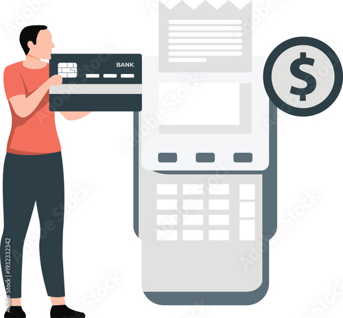 The boy is paying bill at EDC machine