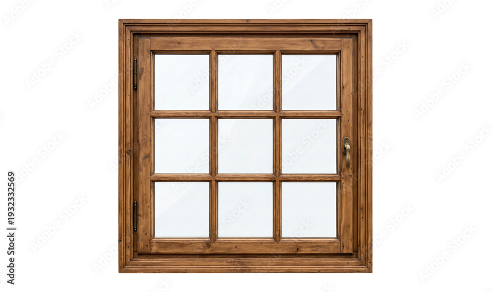 Fototapeta premium Old wooden window frame isolated on transparent background, PNG
