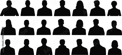 User profile avatars collection set, diverse people silhouettes for social media, human head and shoulder icons