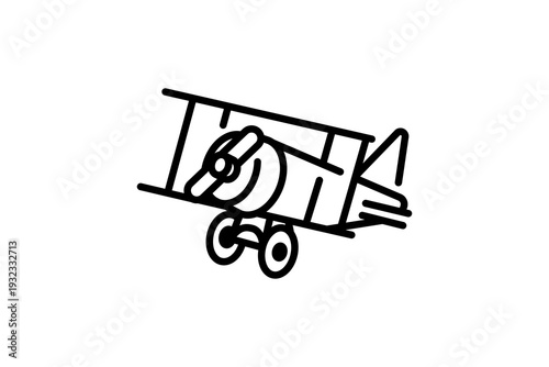 biplane airplane aircraft icon vector. biplane airplane aircraft sign. isolated symbol illustration template design on black and white color. look from front side